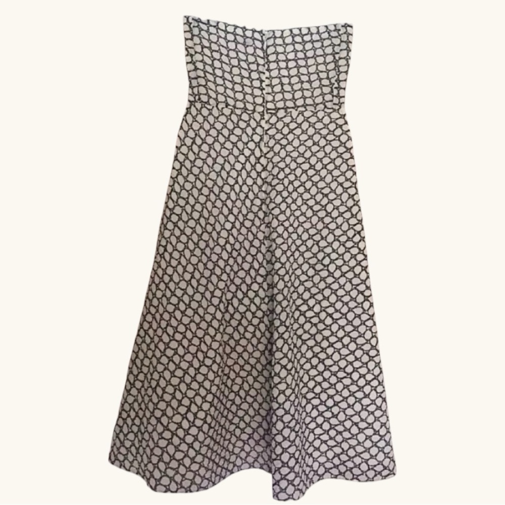 J.Crew Strapless Fit & Flare Midi Dress Black Ivory Print |Classic Preppy | Sz 6 - Picture 3 of 6